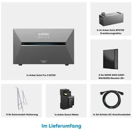 Anker SOLIX Solarbank 3 E2700 Pro 5,4 kWh inkl. BP2700 Erweiterungsakku + 1x 500W Solarpaneel