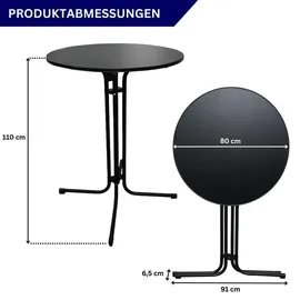 chefgastro Stehtisch klappbar rund 110 x 80 cm Schwarz
