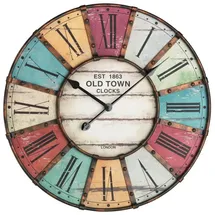 TFA Wanduhr 60.3021 cyan/elfenbein/rot/gelb