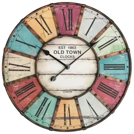 TFA Wanduhr 60.3021 cyan/elfenbein/rot/gelb