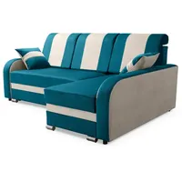 robin Ecksofa BARI Eckcouch mit Schlaffunktion mit Kissen L-Form Wohnlandschaft beige