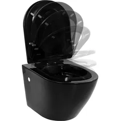 vidaXL Wand-WC ohne Spülrand Keramik Schwarz