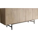 DeLife Sideboard Wiara 180 cm Mango White Wash Metall Schwarz 4 Türen, Sideboards