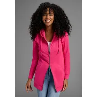 FLASHLIGHTS Sweatjacke FLASHLIGHTS, Damen, Gr. 32/34, pink, Interlock, Obermaterial: 95% Baumwolle, 5% Elasthan. Kapuzenfutter: 100% Baumwolle, unifarben, Basic, lässig geschnitten Po-bedeckend, Sweatjacken Sweatjacke, in langer Form mit Zipper