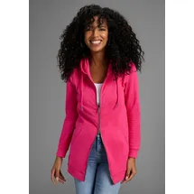FLASHLIGHTS Sweatjacke FLASHLIGHTS, Damen, Gr. 32/34, pink, Interlock, Obermaterial: 95% Baumwolle, 5% Elasthan. Kapuzenfutter: 100% Baumwolle, unifarben, Basic, lässig geschnitten Po-bedeckend, Sweatjacken Sweatjacke, in langer Form mit Zipper