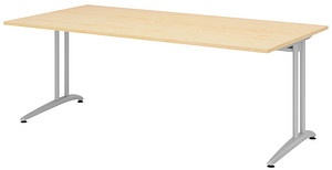 Schreibtisch ahorn rechteckig, C-Fuß-Gestell silber 200,0 x 100,0 cm