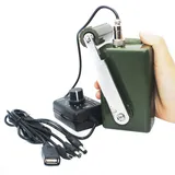 HUABAN Portable Hand Crank Generator High Power Charger for Outdoor Mobile Phone Computer Charging 30W / 0-28V with USB Plug (Green Generator + DC Regulator)