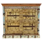 Oriental Galerie Mehrzweckschrank Brauner indischer Schrank Antik 112 cm Massivholz, Echtholz Wohnzimmerschrank, Schlafzimmer braun