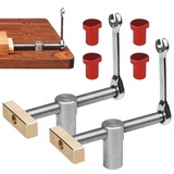 mizikuu 2 Stück Tisch Werkbank Klemme, Holzbearbeitung Hilfswerkzeug Schnell Fixierte Holzbearbeitung Schreibtisch Clip Edelstahl bankhaken 20mm bench dog tools Schraubstock für Holzarbeiten Rot