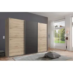 Schwebetürenschrank WIMEX "Minden", silber (eichefarben hickory, raw steel), B:270cm, Schränke