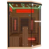 Dewello Dewello® Infrarotkabine Infrarotsauna KENORA 140x140 für 2-3 Personen aus Hemlockholz, Dual-Therm, mit Salzsteinoptik