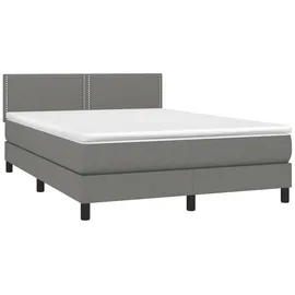 vidaXL Boxspringbett mit Matratze & LED Dunkelgrau 140x200 cm Stoff