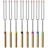 Intirilife 8x Grillspieße mit Aufbewahrungstasche - 30 bis 80.5 cm ausziehbare Grillgabel, Schaschlikspieß, Fleischspieß in 8 Farben