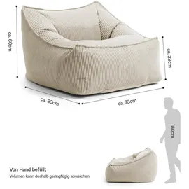 mokebo Sitzsack Der Lümmel Cord 80 x 60 x 83 cm Beige mit Hocker