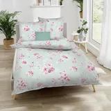 KAEPPEL Interlock Jersey Bettwäsche Delicate Poppies mint 155x220 cm + 80x80 cm - grün;pink