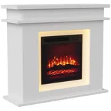 FUROKOY Kaminumbauschrank Kaminkonsole,Wandregal Kamingehäuse aus MDF (Holz Kaminumrandung Schrank im Landhaus Stil, Weiß) 101x34.5x88.8 cm Deko Kamingehäuse mit weißer Lackierung weiß