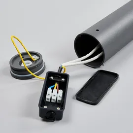 LUCANDE LED Außenleuchte Tomas 75 cm, dunkelgrau, IP54 - Silber/Grau