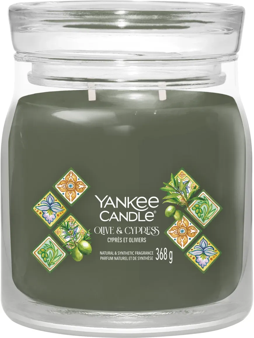 Olive & Cypress Signature Medium Jar 368g 2-Docht