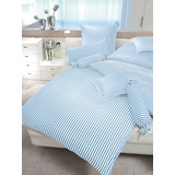 JANINE Bettwäsche modernclassic Mako-Satin hellblau Kissenbezug einzeln 40x60 cm Streifen-Bettwäsche modern classic