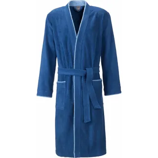 Egeria Herrenbademantel EGERIA "Nico, ideal für Sauna & Spa, Hotelbademantel, Morgenmantel" Gr. XL, blau (jeansblau), L:125cm, Walkfrottee, Hausmäntel, Bademantel, mit Kimono-Kragen, farblich abgesetzte Paspelierung