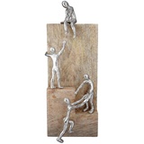 GILDE Dekofigur Skulptur Helping Hand - Aluminium Mangoholz - Deko Wohnzimmer - Geschenk Weihnachten Geburtstagsgeschenk - Farben: Natur Silber - Höhe 39 cm