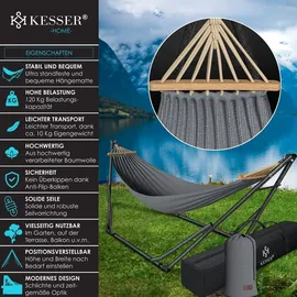 Kesser KESSER® Hängematte Vill mit Gestell Metall Faltbar verstellbar Stabiler Rahmen Indoor & Outdoor Mit Tragetasche + Beutel Hängesessel Hängemattengestell Camping Garten Pool Balkon Terrasse
