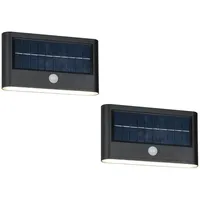 meine wunschleuchte 2er SET Solar Außen-Wandleuchte flach mit Bewegungsmelder auch per USB aufladbar