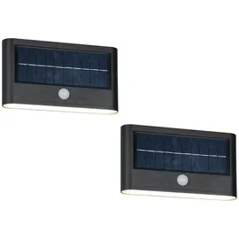 meine wunschleuchte 2er SET Solar Außen-Wandleuchte flach mit Bewegungsmelder auch per USB aufladbar
