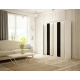 altdecor Kleiderschrank, Weiß, Schwarz, Holzwerkstoff, 120x215x61 cm Schlafzimmer, Kleiderschränke