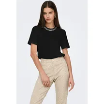 Only ONLPARKER S/S O-NECK BLING TOP BOX JRS Kurzarmshirt Schwarz S
