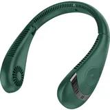 Faltbarer, Klingenloser Nackenventilator, 360°-drehung, 3 Geschwindigkeitsstufen, 5000 Mah Akku, Freihändige Bedienung, Leiser Betrieb (grün)