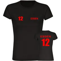 multifanshop Damen T-Shirt - Essen - Trikot Nummer 12 - Druck rot - Frauen