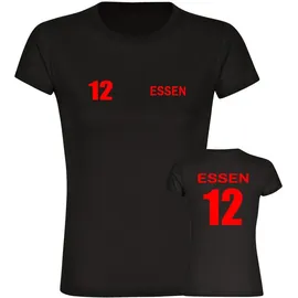 multifanshop Damen T-Shirt - Essen - Trikot Nummer 12 - Druck rot - Frauen