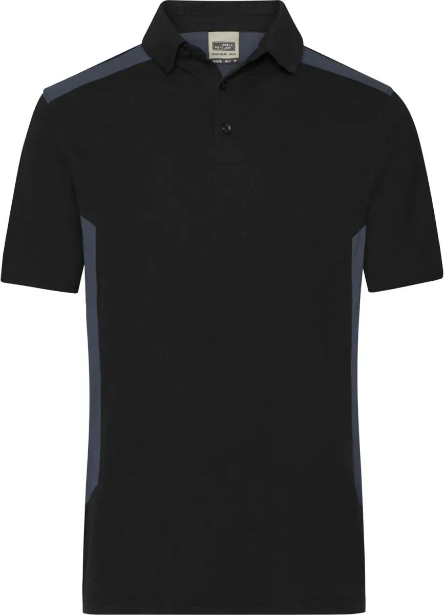 James & Nicholson Herren Workwear Polo Strong JN1826 black/carbon S