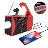 Hikeren Tragbares Kurbelradio Radio 2000mAh Handkurbel Wandern Camping Outdoor SOS Survival Reisen Notfall AM/FM - Rot