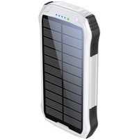 Boompods Neutron 10000mAh Power Bank Solar, tragbares Ladegerät, Solar Powerbank mit Schnellladefunktion, IPX 4 wasserdicht, Camping-Taschenlampe, Outdoor Akkupack mit 2xUSB für Handy/Tablets, Weiß
