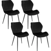 Woltu Esszimmerstühle 4er Set, Küchenstuhl, Polsterstuhl, Wohnzimmerstuhl mit Rückenlehne, gepolsterter Stuhl mit Samtbezug, Metallbeine, Schwarz, BH356sz-4