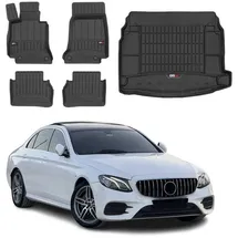 Omac Fußmatten & Kofferraumwanne Set kompatibel mit Mercedes E Klasse W213 2017-2023 Gummi