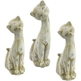 I GE A I.GE.A. Tierfigur Antik-Keramikkatze, (3er Set) beige