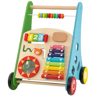 COSTWAY Lauflernhilfe Walker Gehfrei, mit Spielaktivitäten blau