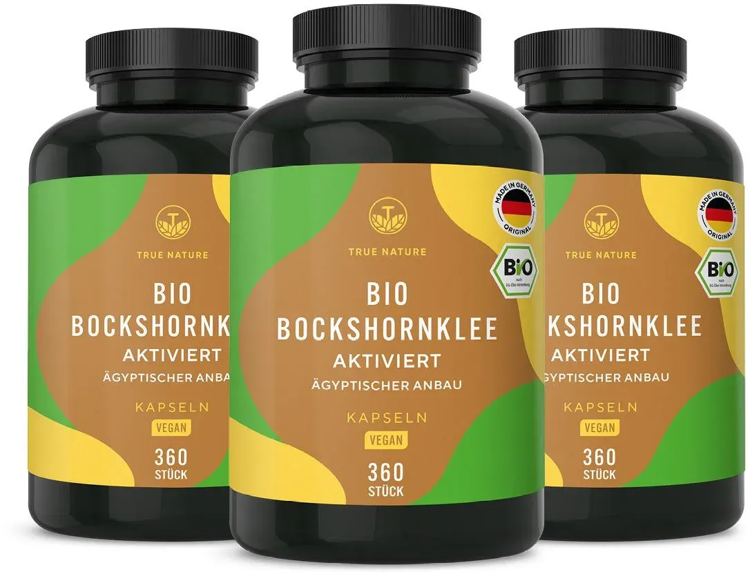 True Nature® Aktivierte Bio Bockshornklee Kapseln - Vegan & Made in Germany 3x360 St