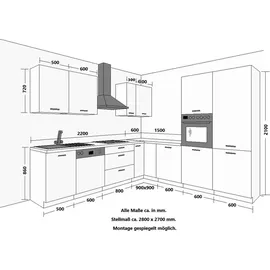 Küchen-Preisbombe Winkelküche Arona L-Form 280 x 270 cm beige + schwarz