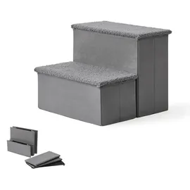 Relaxdays Hundetreppe 2 Stufen Grau 40 cm x 35 cm x 32 cm