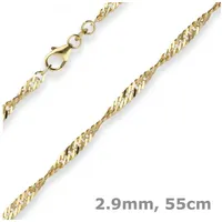 Schmuck Krone Goldkette 2,9mm Singapurkette aus 333 Gelbgold 55cm, Gold 333 goldfarben