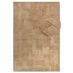 Wollteppich VILLEROY & BOCH "Wilhelmine", beige, B:190cm H:10mm L:280cm, Wolle, Teppiche, Läufer, handgewebt, Wolle, Natur, Wohnzimmer, Geometrie, Boho