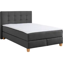 Home Affaire Boxspringbett HOME AFFAIRE "Moulay", grau (anthrazit), B:154cm L:231cm, Komplettbetten, Boxspringbett, inkl. Topper, in Überlänge 220 cm, 3 Härtegrade, auch in H4