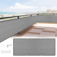 Balkon Sichtschutz 70 x 950 cm Blickdichte Windschutz Privatsphäre Balcony Cover Sichtschutz mit Kabelbinder Ohne Bohren Sichtschutz für Balkon, Grau