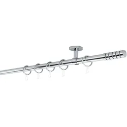20mm,1-läufig,Rohr,Deckenträger classic,Endstück rillcube Größe: 240cm, Farbvariante: Chrom