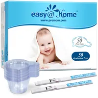 Easy@Home Ovulationstest-Streifen für Frauen mit Premom Tracker-App, Set aus 50 LH-Tests und 50 Urinbechern zur Verfolgung des Eisprungs
