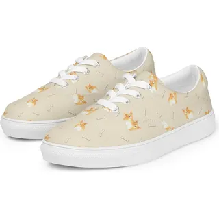 Mr. & Mrs. Panda Damen Stoffschuhe Corgi Po Größe 44 - Gelb - Geschenk, Hundespruch, Hunderasse, Hundeliebe, Haustier, Spruch, Sprüche, Hund, Vi... - Weiß - 44